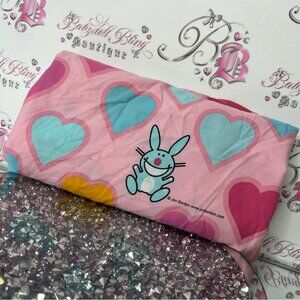 Happy bunny sheets Jim Benton top sheet hearts Pink and Blue Heart Bunny
